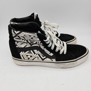 Vans Sk8 Hi Black White Geometric High Top Skate Shoes Mens 5.5 Womens 7